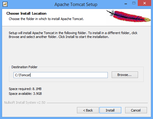 Apache Tomcat setup - recommended installation directory