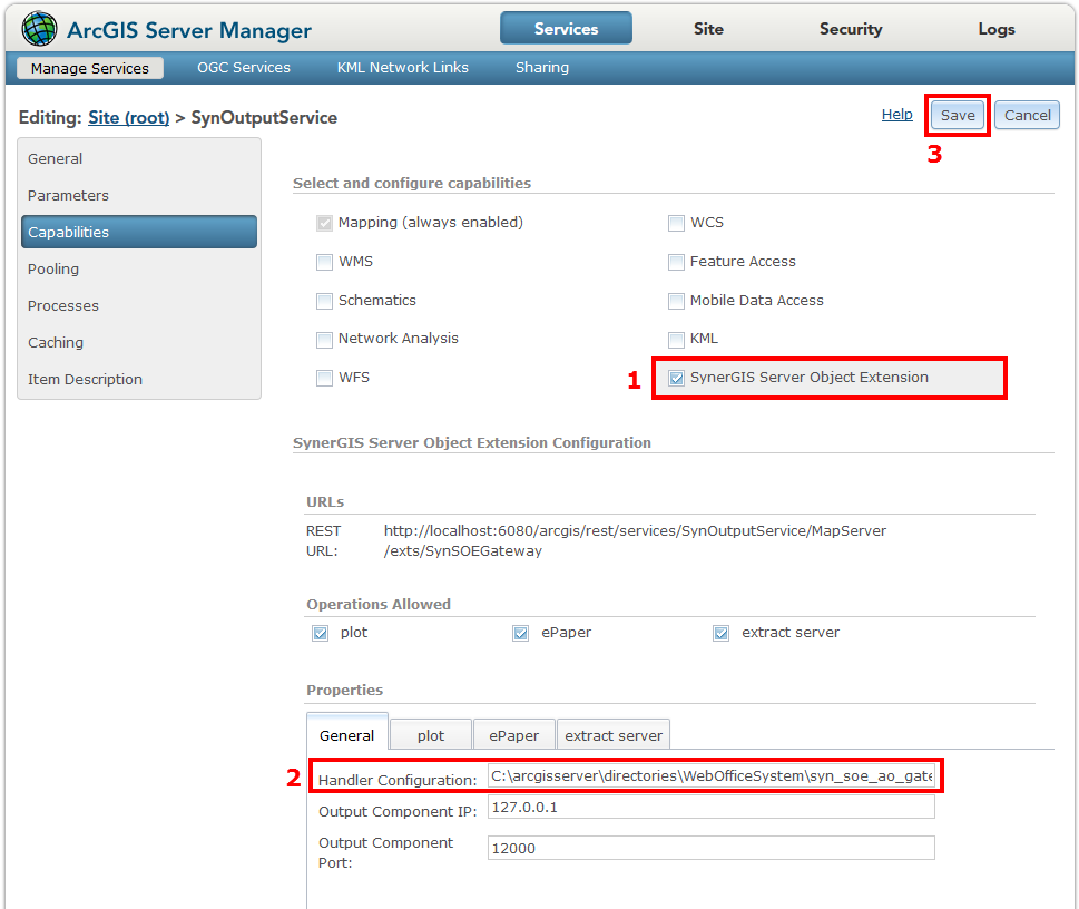 Checking the SOE within the ArcGIS Server Manager
