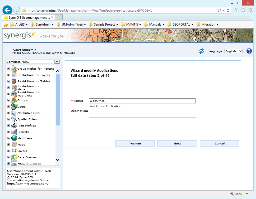 Modify applications - Step 2 Change of data