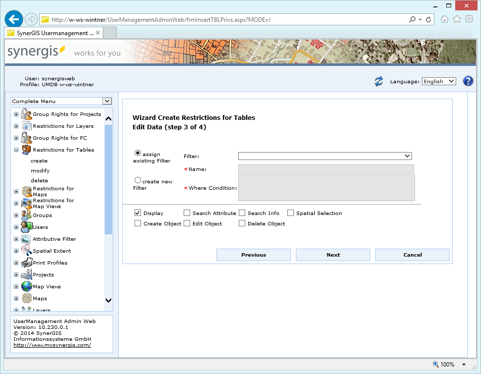 Create restrictions for tables  - step 3