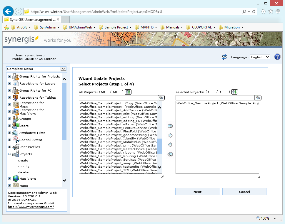 Modify a project - step 1
