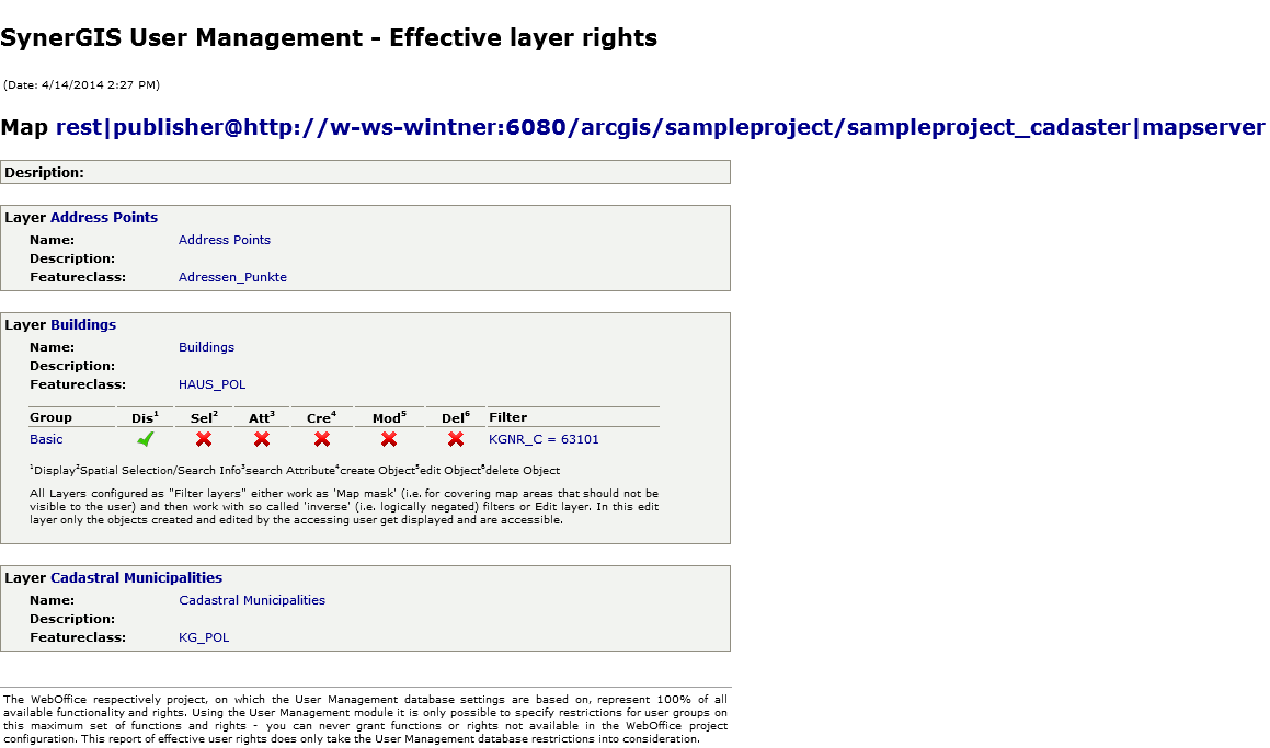 UserManagement Admin Web - report for effective layer rights