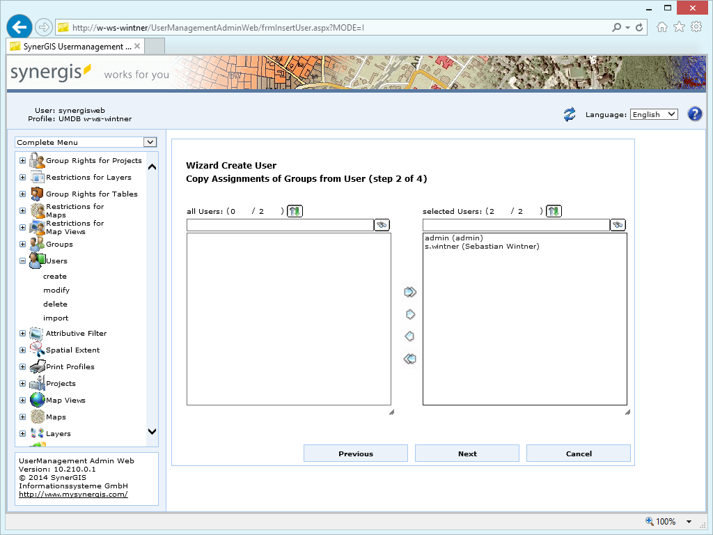 Create user - step 2 copy assignments of groups from user