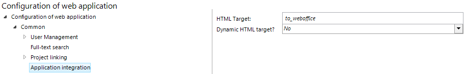 Application integration configuration
