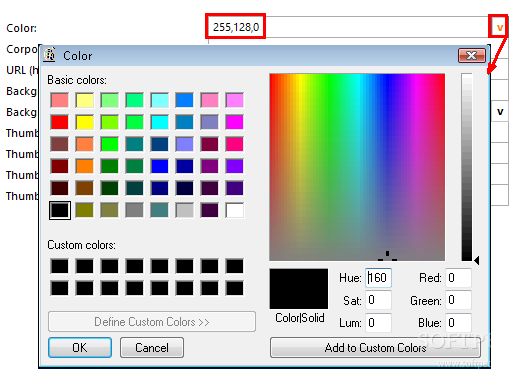 Color configuration via RGB color scheme Color configuration via RGB color scheme