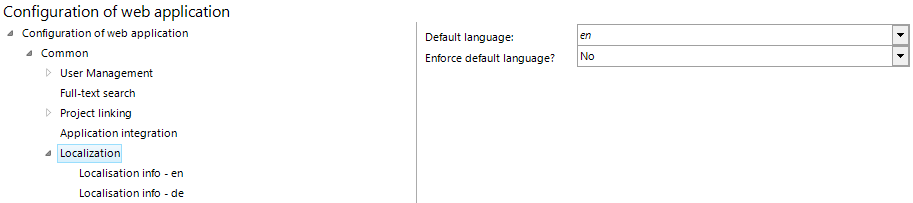 Localization configuration