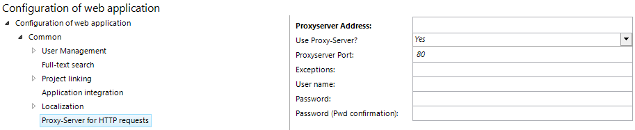 Proxy-server for HTTP requests configuration