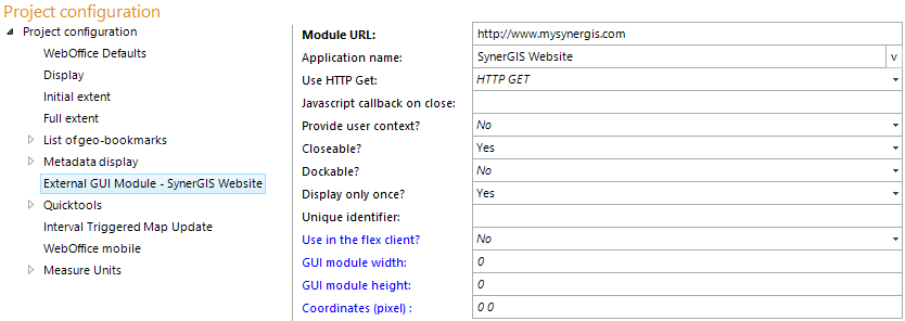 External GUI module configuration External GUI module configuration