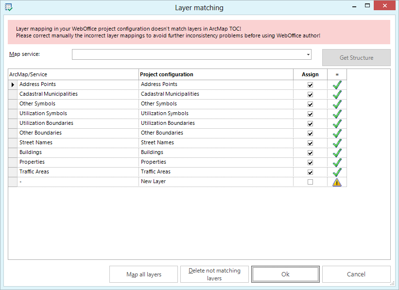 Delete not matching layers