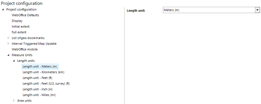 Length units configuration