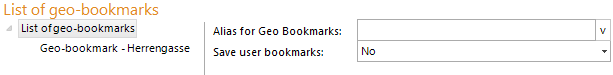 List of geo-bookmarks configuration