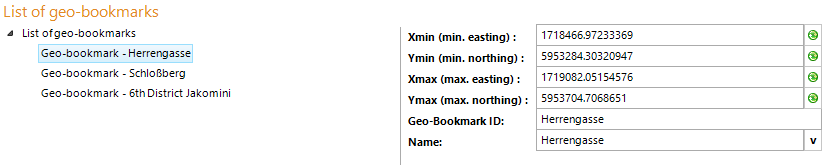 Geo-bookmark configuration