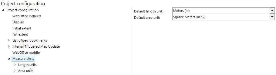 Measure units configuration