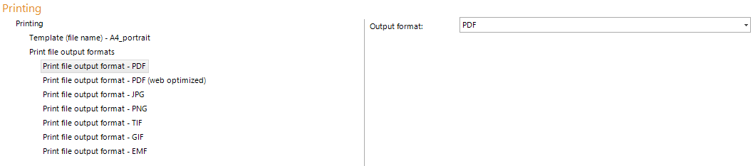 Print file output format configuration