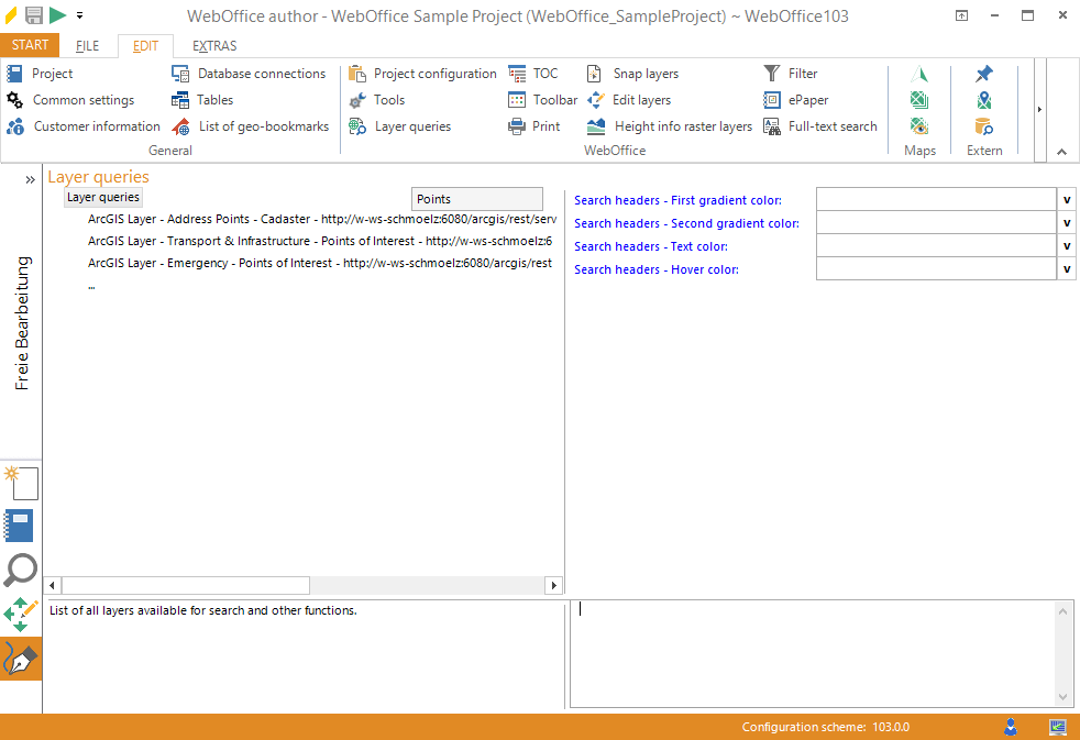 Search criteria 'Points' in filter line for layer queries