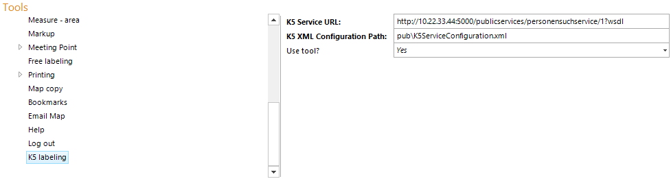 K5 labeling tool configuration K5 labeling tool configuration