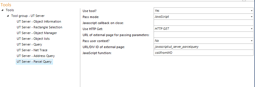 Configuration - UT Server Parcel Query