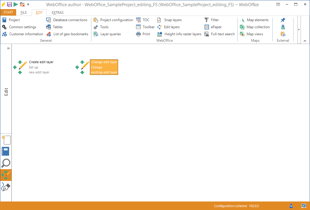 Starting the wizard "Change edit layer"