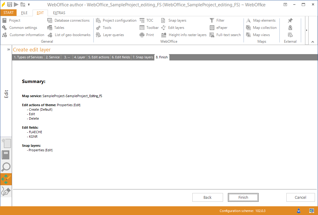 Wizard "Create edit layer" - summary