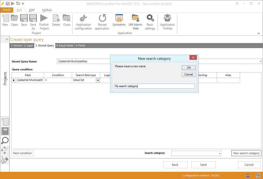 Wizard "Create layer query" - create a new search category