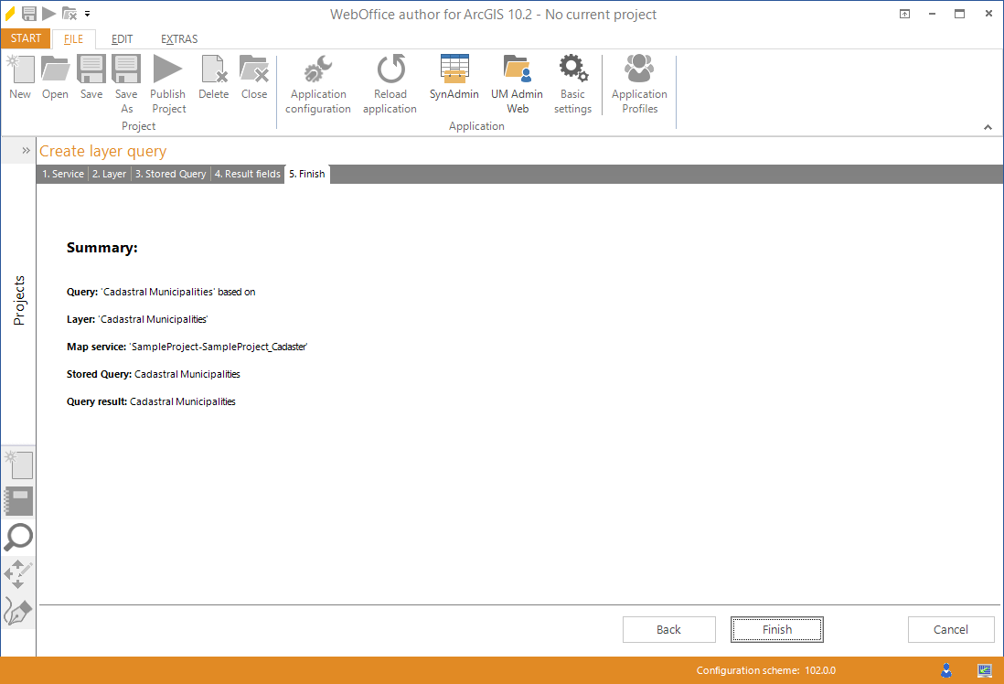 Wizard "Create layer query" - summary