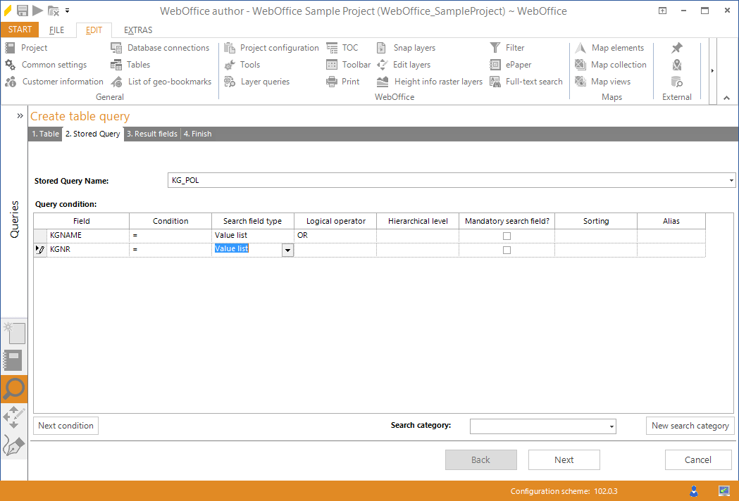 Wizard "Create table query" - create predefined query