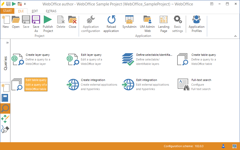 Starting the wizard "Edit table query"