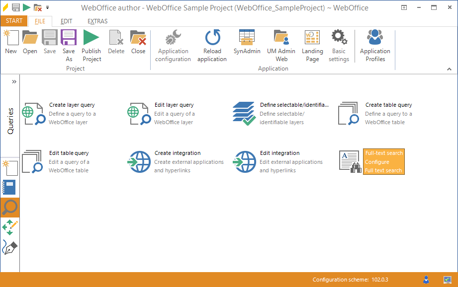 Starting the wizard "Full-text search"