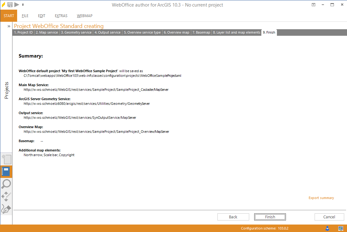 Wizard "Create Project" - finish the wizard