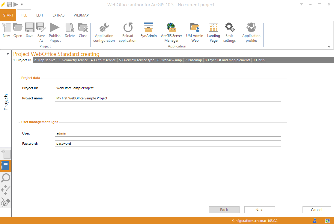 Wizard "Create Project" - project settings