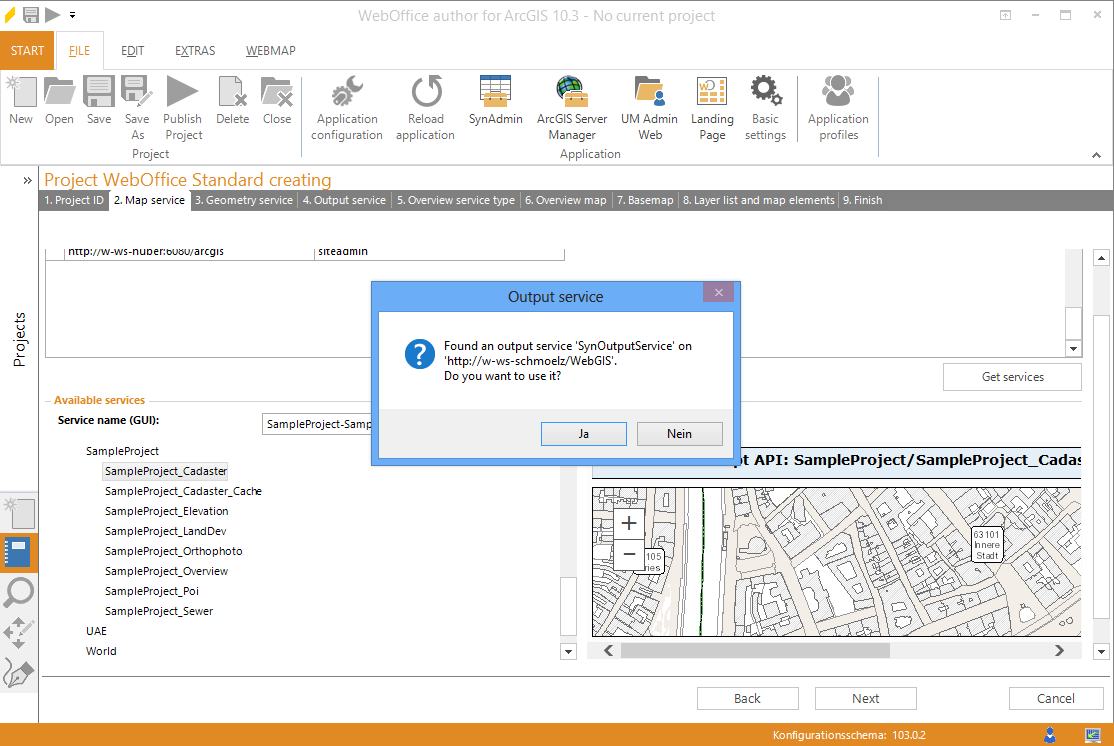 Wizard "Create Project" - using the SynOutputService