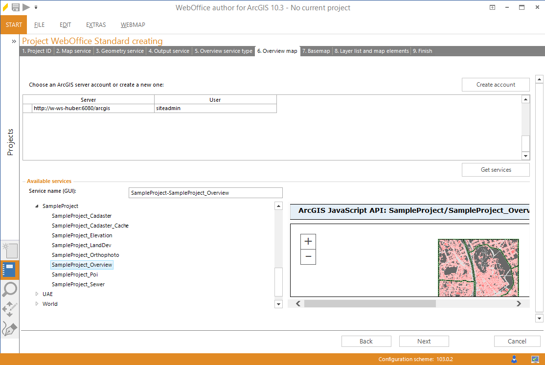Wizard "Create Project" - overview map 