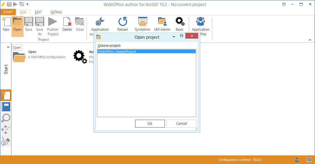 WebOffice author - load the project configuration