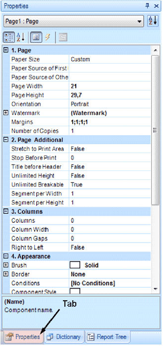 Tab Properties