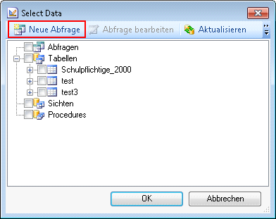 Neue Abfrage auf ArcGIS FeatureKlassen erstellen Neue Abfrage auf ArcGIS FeatureKlassen erstellen
