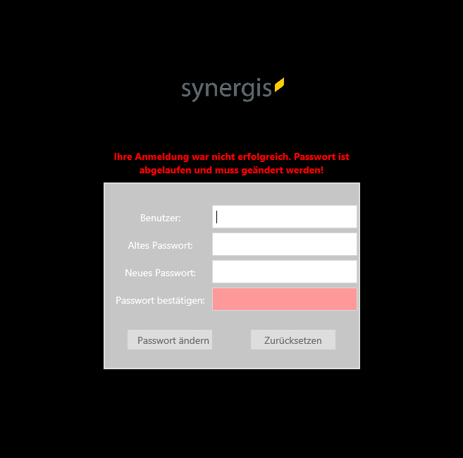 Loginseite - Passwort ändern Loginseite - Passwort ändern