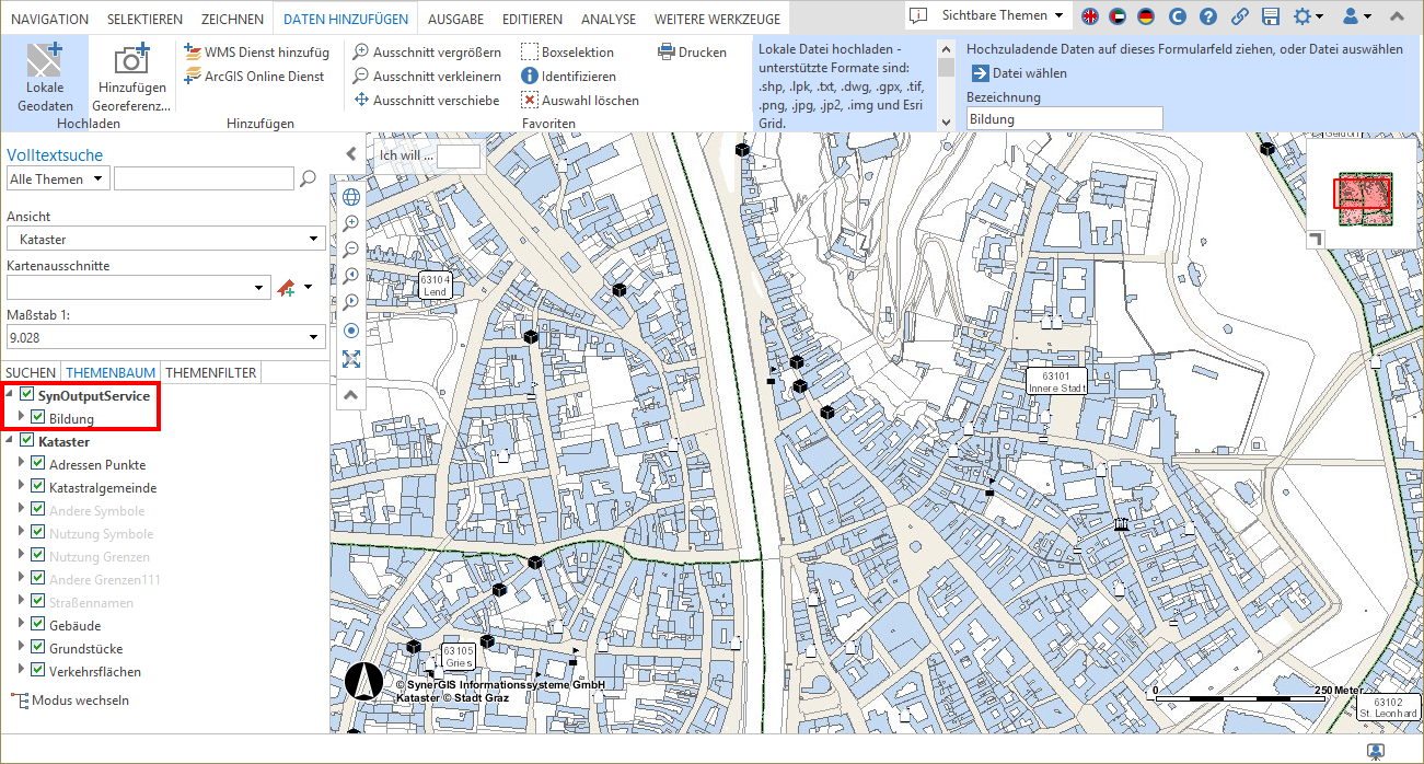 Lokale Geodaten hinzufügen im WebOffice core Client