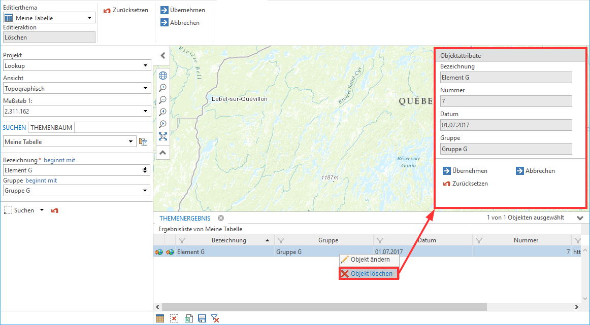 Fenster zur Editieraktion "Edit" Fenster zur Editieraktion "Edit"