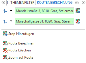 Eingabe der Routing Stops per Textfeld Eingabe der Routing Stops per Textfeld