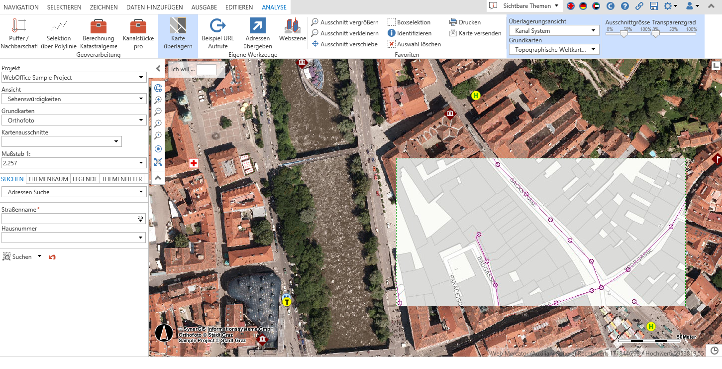 Einsatz des Werkzeuges Kartenüberlagerung im WebOffice core Client Einsatz des Werkzeuges Kartenüberlagerung im WebOffice core Client