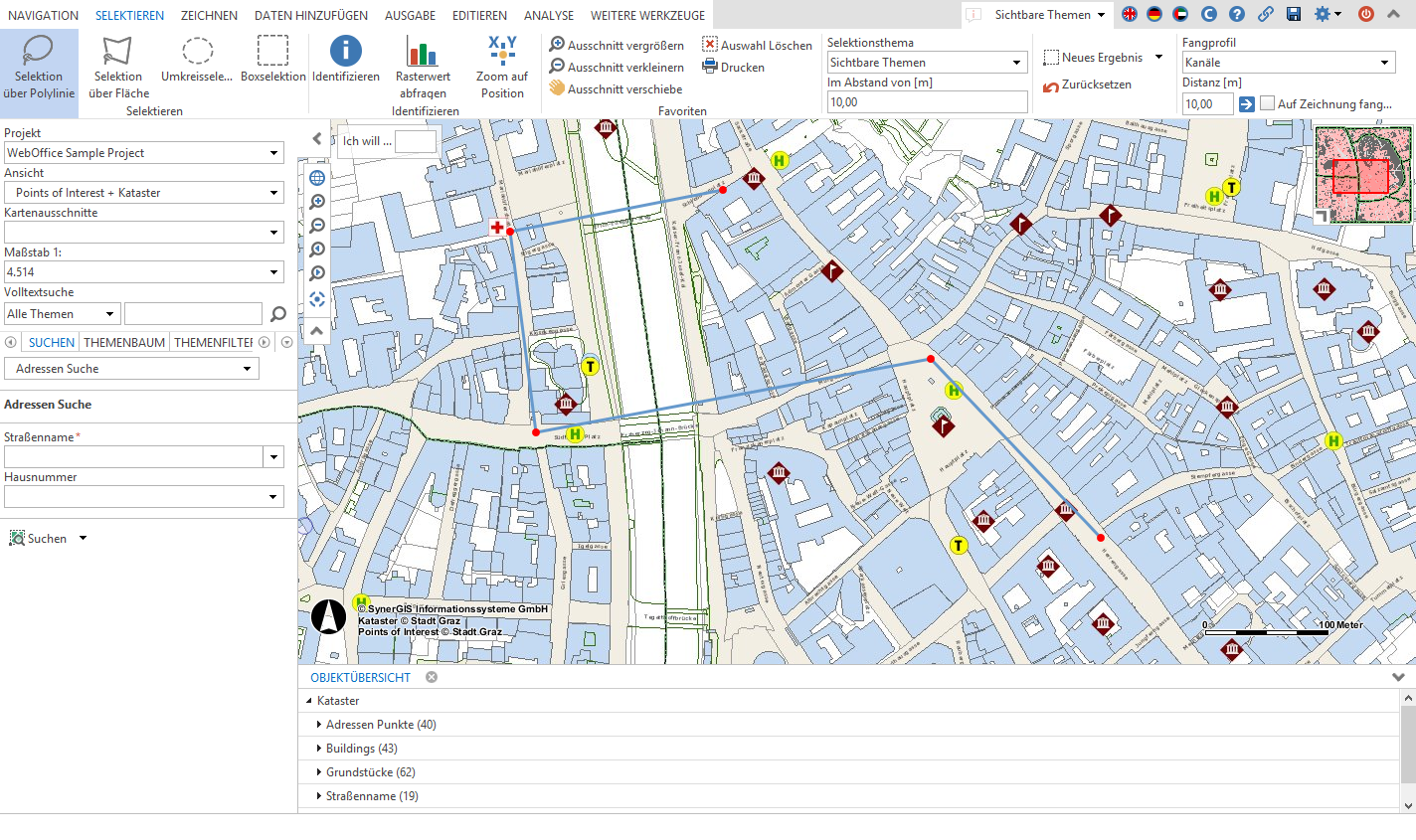 Erstellen einer Polylinie zum Selektion von Objekten im WebOffice core Client Erstellen einer Polylinie zum Selektion von Objekten im WebOffice core Client