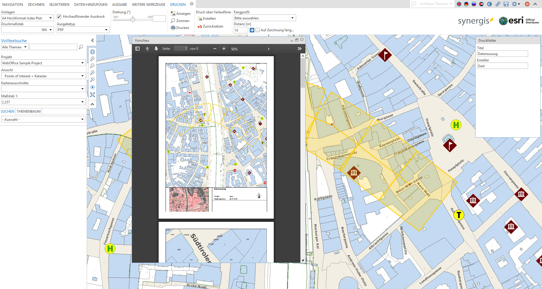 Übersicht beim Indexdruck
