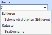 Themenauswahl durch Filterung im WebOffice core Client