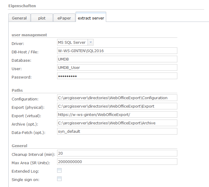 SOE Extract Server Eigenschaften SOE Extract Server Eigenschaften