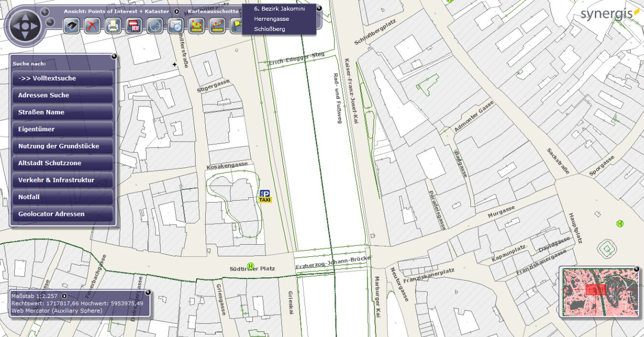 Auswahl des Geobookmarks im flex Client Auswahl des Geobookmarks im flex Client
