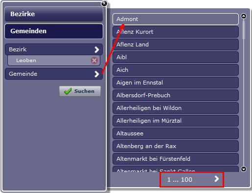Suchwerte aus einer Auswahlwerteliste