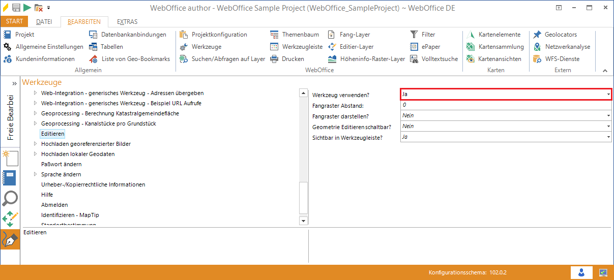 Editier-Werkzeug aktivieren im WebOffice author