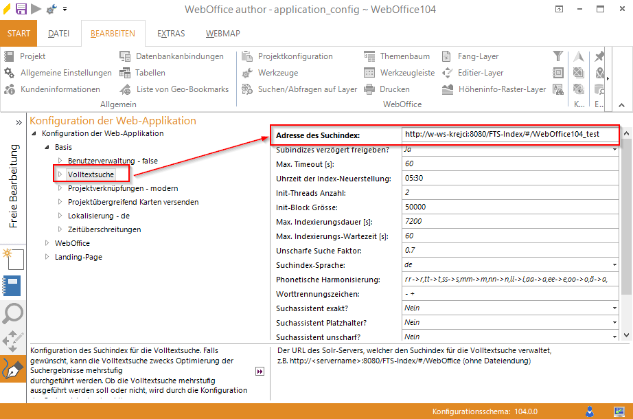 Änderung der Suchindex Adresseinstellungen in der WebOffice 10.5 SP2 Applikationskonfiguration Änderung der Suchindex Adresseinstellungen in der WebOffice 10.5 SP2 Applikationskonfiguration