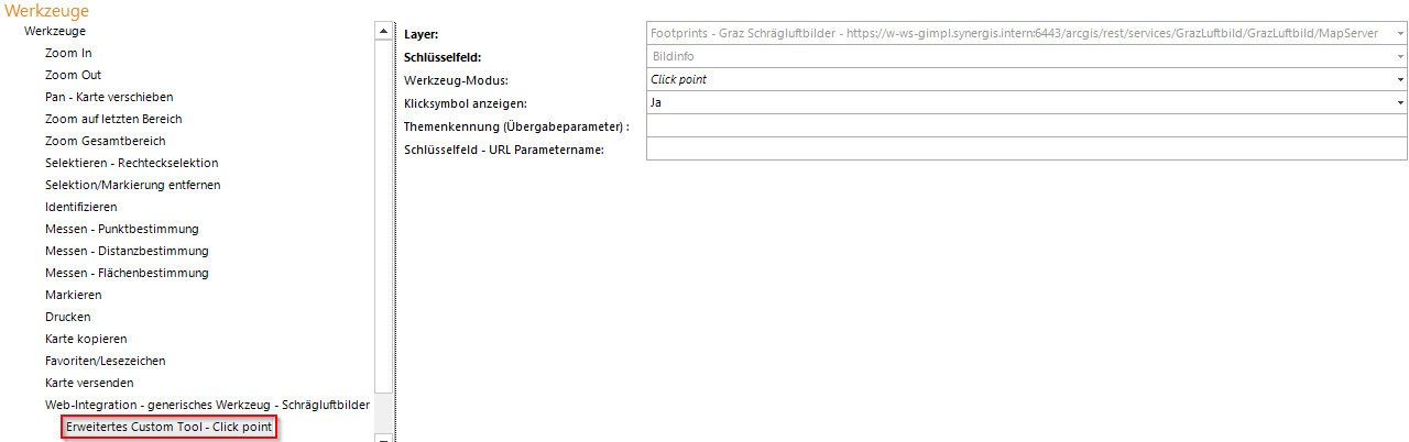 Konfiguration eines erweiterten Custom Tools zur Darstellung von Schrägluftbildern