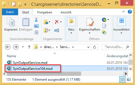 Duplizieren des SynOutputService.mxd für neue Applikation Duplizieren des SynOutputService.mxd für neue Applikation